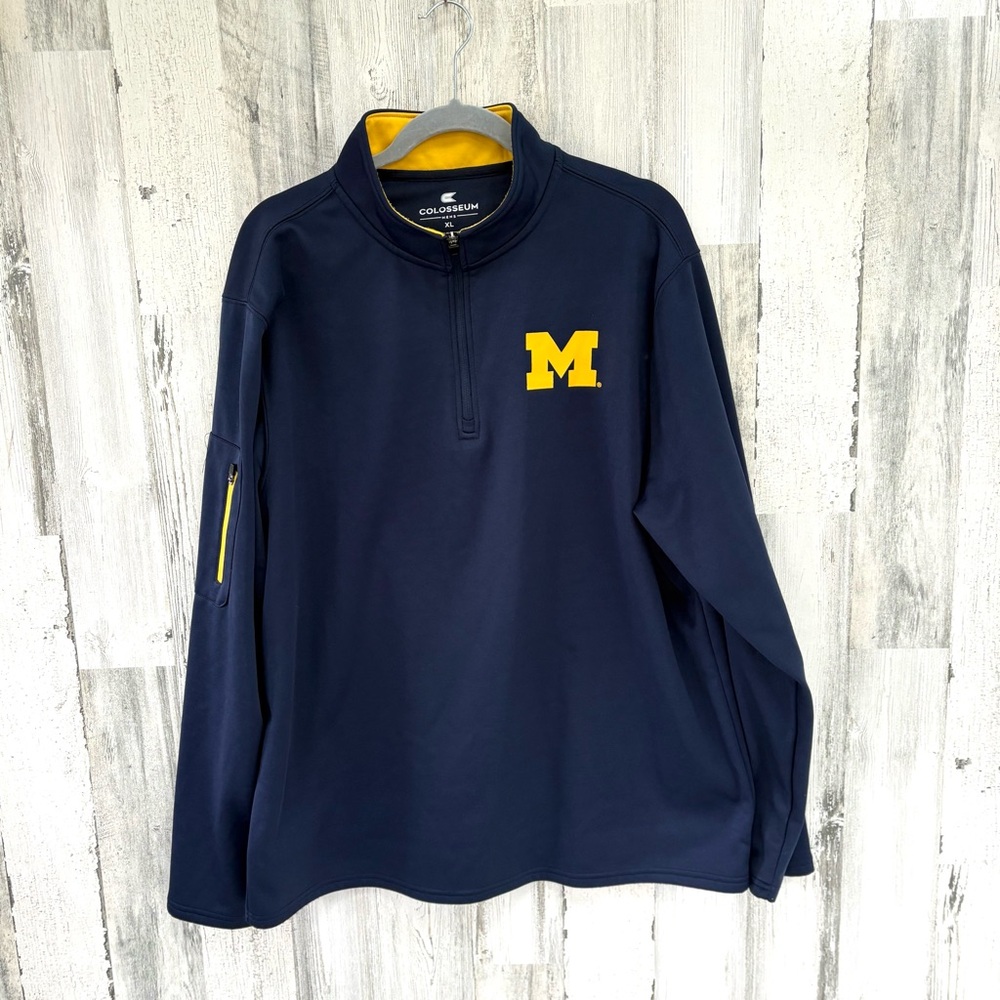 Colosseum Men’s Size XL University Of Michigan 1/4 Zip Pullover In Maize & Blue